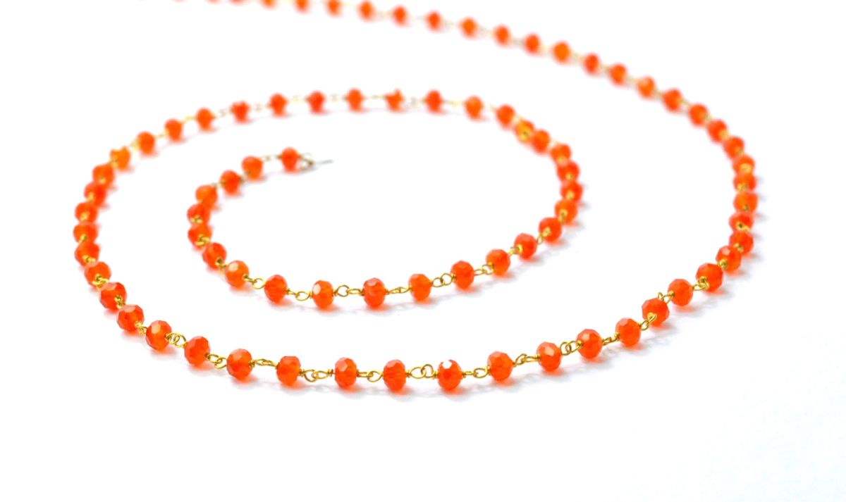 18k Solid Gold Rosary Chain With AAA Quality - 3.00 mm Size - SGGRC-025A, Sold By 1 Inch.