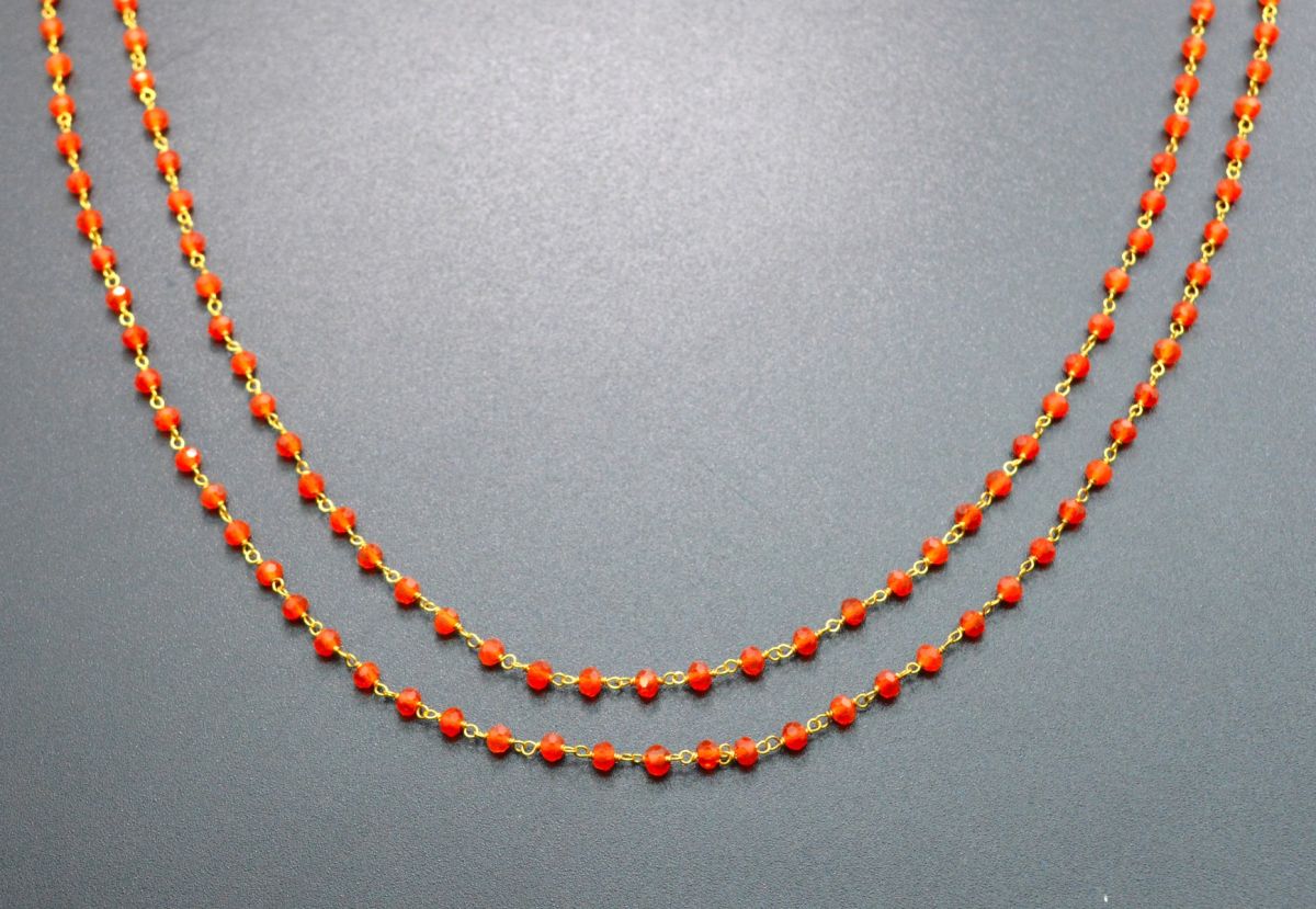 18k Solid Gold Rosary Chain With AAA Quality - 3.00 mm Size - SGGRC-025A, Sold By 1 Inch.