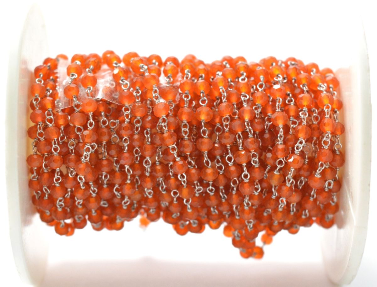 14k  Solid Gold Rosary Chain With AAA Quality in Roundel Shape - 3 mm Size- SGGRC-025B, Sold By 1 Inch.