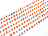 14k  Solid Gold Rosary Chain With AAA Quality in Roundel Shape - 3 mm Size- SGGRC-025B, Sold By 1 Inch.