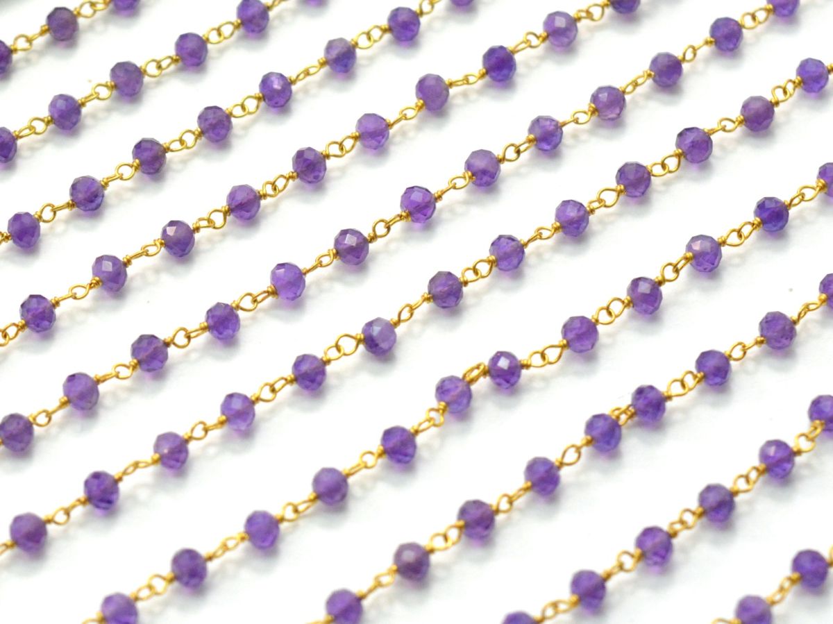 14k  Solid Gold Rosary Chain With AAA Quality in Roundel Shape- 3 mm Size - SGGRC-026, Sold By 1 Inch.