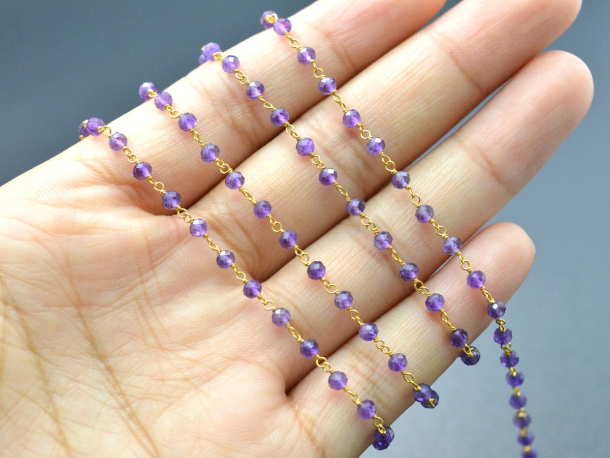 14k  Solid Gold Rosary Chain With AAA Quality in Roundel Shape- 3 mm Size - SGGRC-026, Sold By 1 Inch.