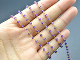 14k  Solid Gold Rosary Chain With AAA Quality in Roundel Shape- 3 mm Size - SGGRC-026, Sold By 1 Inch.
