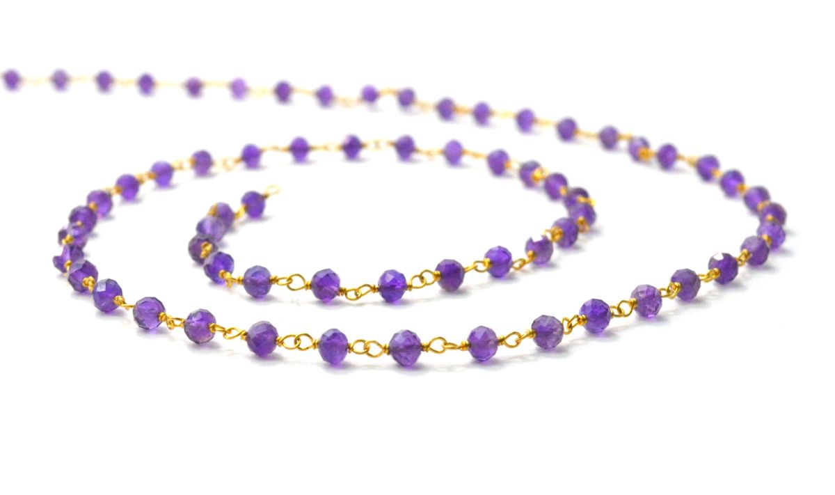 14k  Solid Gold Rosary Chain With AAA Quality in Roundel Shape- 3 mm Size - SGGRC-026, Sold By 1 Inch.