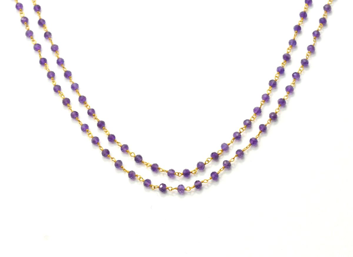 14k  Solid Gold Rosary Chain With AAA Quality in Roundel Shape- 3 mm Size - SGGRC-026, Sold By 1 Inch.