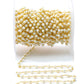 18k Solid Gold Rosary Chain With Natural Pearl Stone - 3.00 mm Size  - SGGRC-028, Sold By 1 Inch.