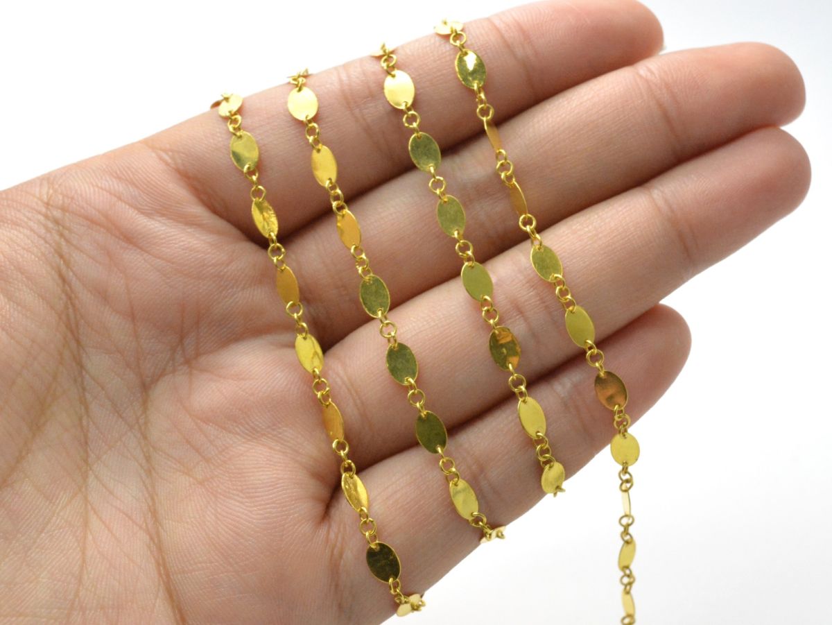 Amazing 18k Solid Gold plain Chain With 6X4 mm Size  - SGGRC-031, Sold by 17 cm.