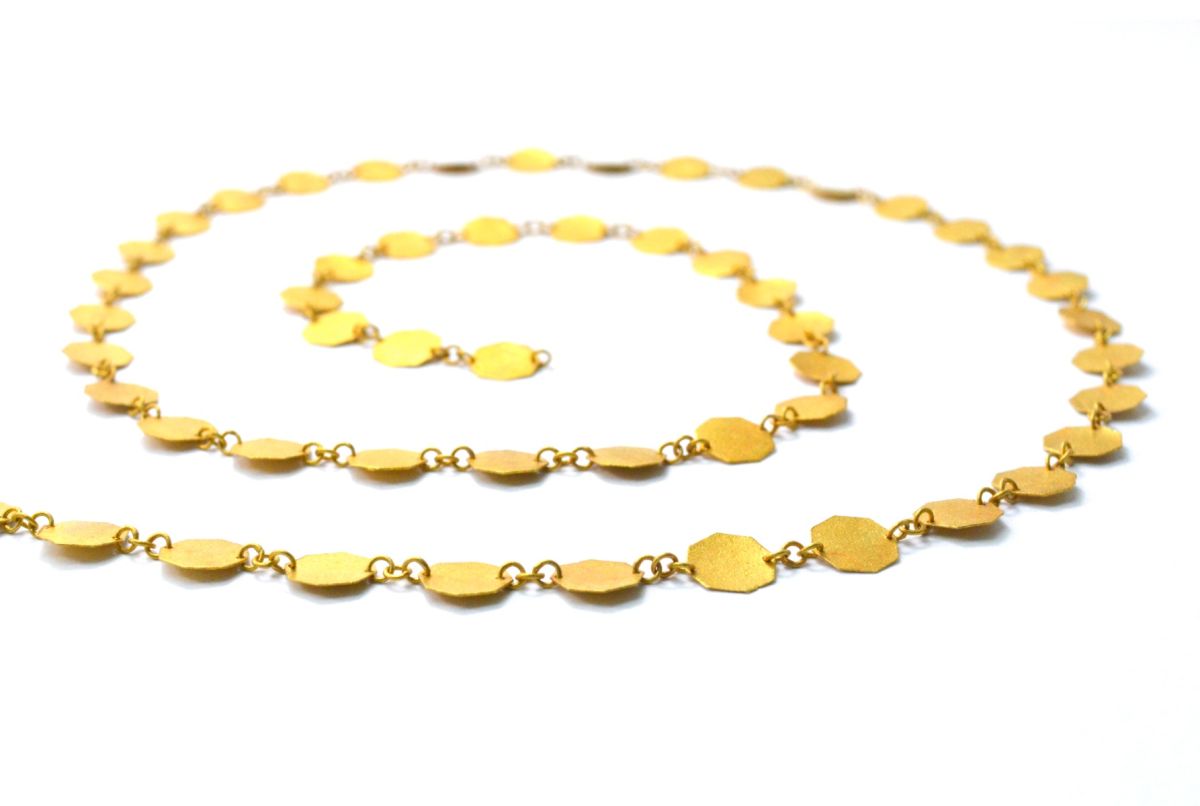 Gorgeous 18k Solid Gold plain Chain With Matt Finish in 7mm Size- SGGRC-033, Sold by 17 cm.