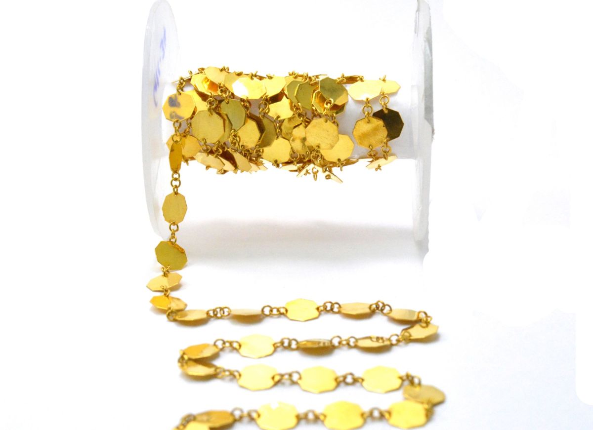 Lovely  18k Solid Gold plain Chain With Shiny Finish in 7mm Size- SGGRC-034, Sold by 17 cm.