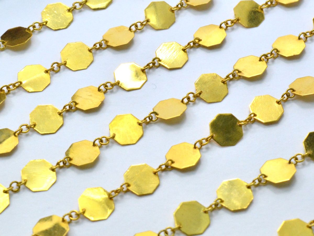 Lovely  18k Solid Gold plain Chain With Shiny Finish in 7mm Size- SGGRC-034, Sold by 17 cm.
