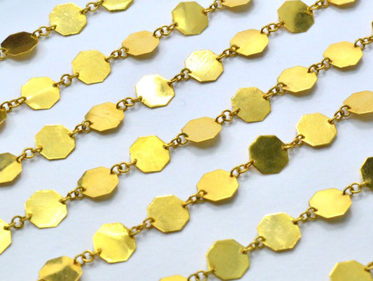 Lovely  18k Solid Gold plain Chain With Shiny Finish in 7mm Size- SGGRC-034, Sold by 17 cm. - view 3