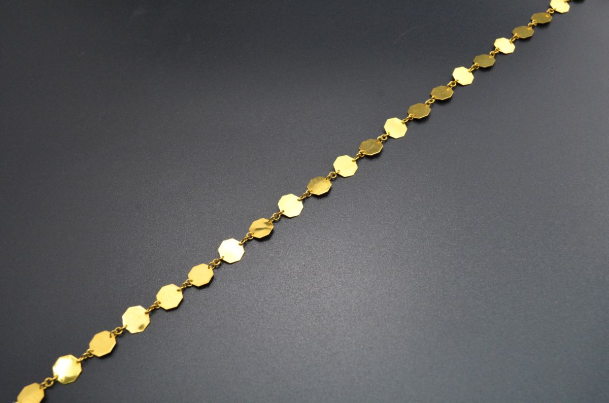 Lovely  18k Solid Gold plain Chain With Shiny Finish in 7mm Size- SGGRC-034, Sold by 17 cm.