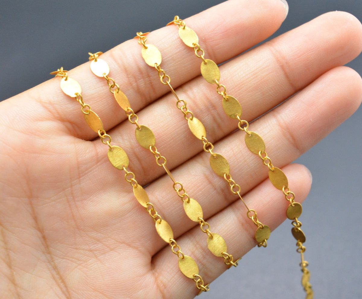 Stunning 18k Solid Gold plain Chain in Oval Shape - 6X4mm - SGGRC-036, Sold by 17 cm.