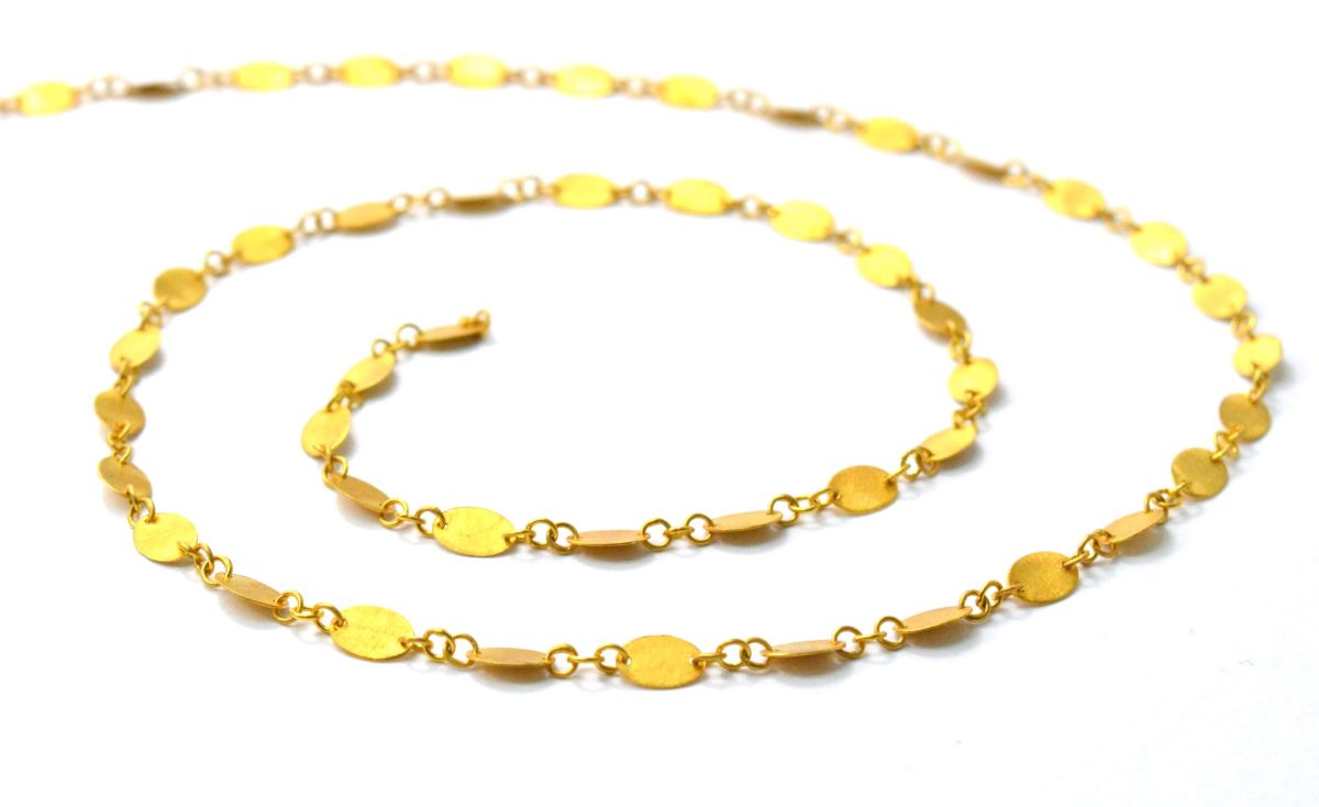 Stunning 18k Solid Gold plain Chain in Oval Shape - 6X4mm - SGGRC-036, Sold by 17 cm.
