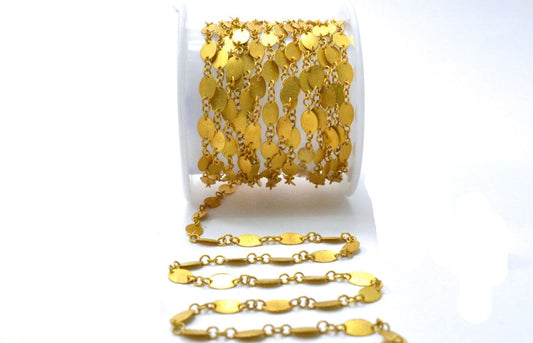 Beguilling  18k Solid Gold plain Chain in Matt finish - 6X4mm ,  SGGRC-037, Sold by 17 cm.