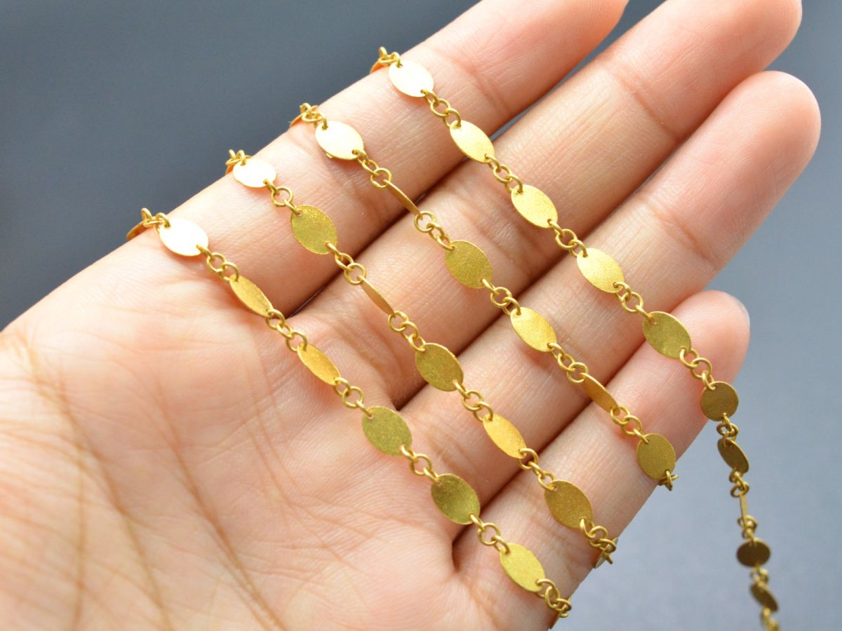 Beguilling  18k Solid Gold plain Chain in Matt finish - 6X4mm ,  SGGRC-037, Sold by 17 cm.