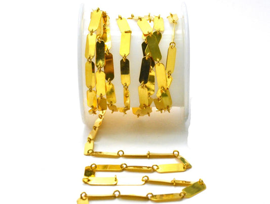 Marvellous  18k Solid Gold plain Chain in Rectangle shape - 12X4mm,  SGGRC-038, Sold by 17 cm.