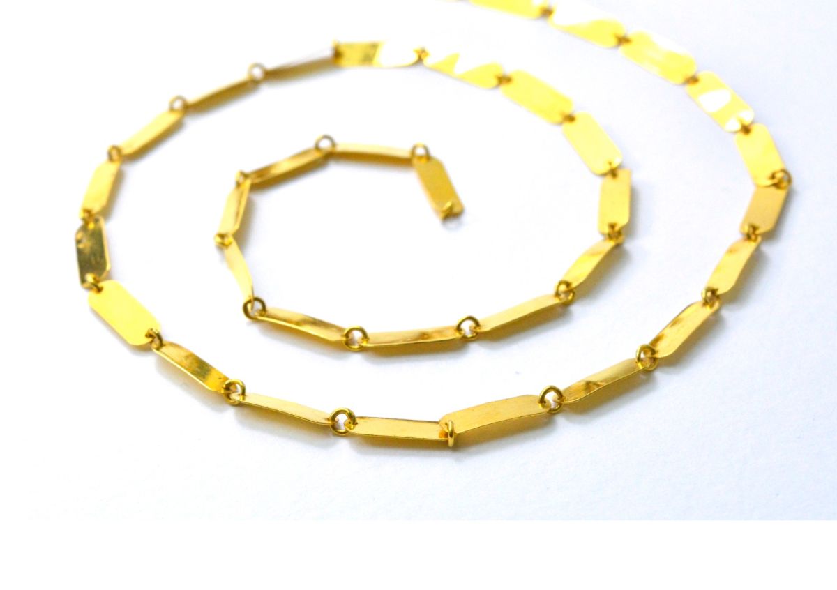 Marvellous  18k Solid Gold plain Chain in Rectangle shape - 12X4mm,  SGGRC-038, Sold by 17 cm.