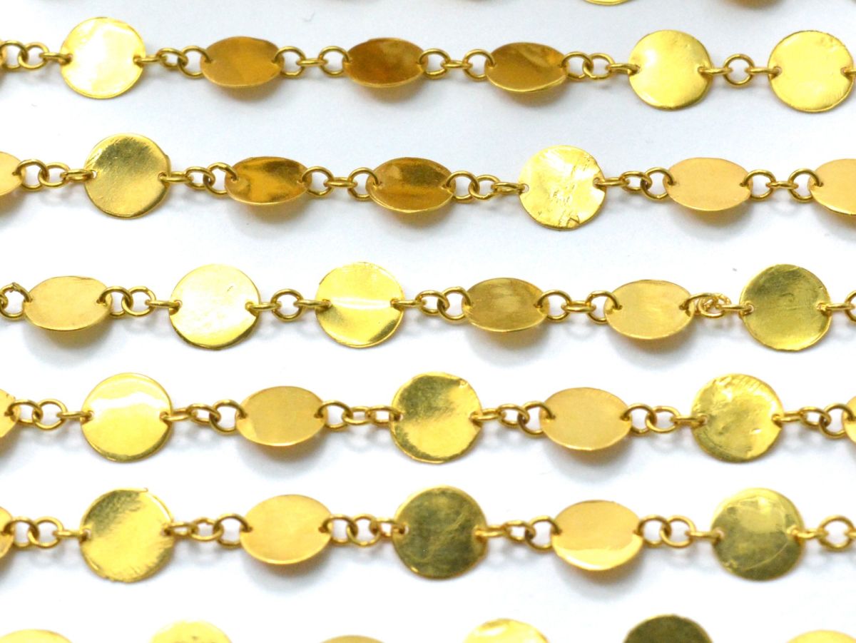 Beautiful 18k Solid Gold plain Chain in Shiny Finish- 6mm ,  SGGRC-040, Sold by 17 cm.