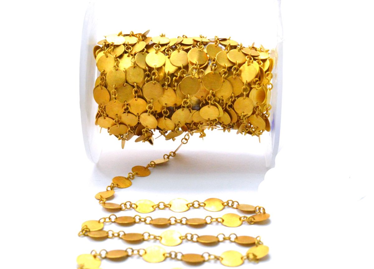 Stunning  18k Solid Gold plain Chain With Brushed Finish - 6mm ,SGGRC-041, Sold by 17 cm.