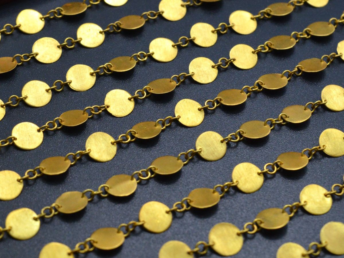 Stunning  18k Solid Gold plain Chain With Brushed Finish - 6mm ,SGGRC-041, Sold by 17 cm.