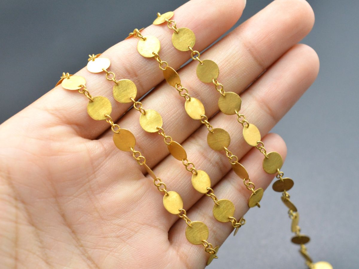 Stunning  18k Solid Gold plain Chain With Brushed Finish - 6mm ,SGGRC-041, Sold by 17 cm.