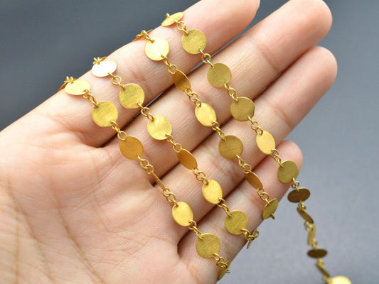Stunning  18k Solid Gold plain Chain With Brushed Finish - 6mm ,SGGRC-041, Sold by 17 cm. - view 3