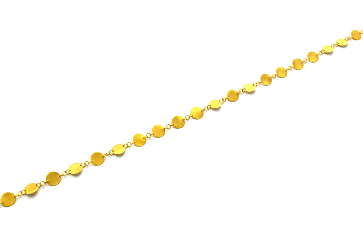 Stunning  18k Solid Gold plain Chain With Brushed Finish - 6mm ,SGGRC-041, Sold by 17 cm.