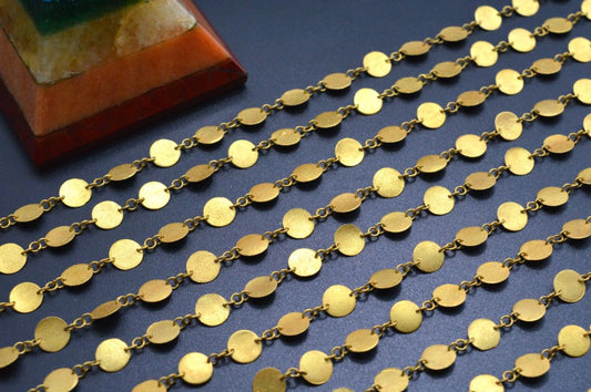 Amazingly  18k Solid Gold plain Chain in Coin Shape With 6mm ,SGGRC-042, Sold by 17 cm.