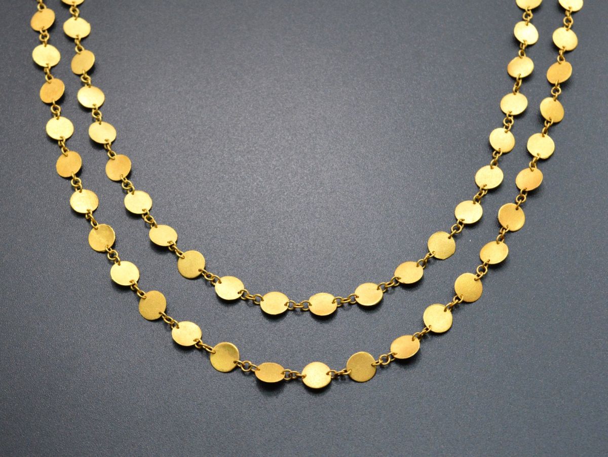 Amazingly  18k Solid Gold plain Chain in Coin Shape With 6mm ,SGGRC-042, Sold by 17 cm.