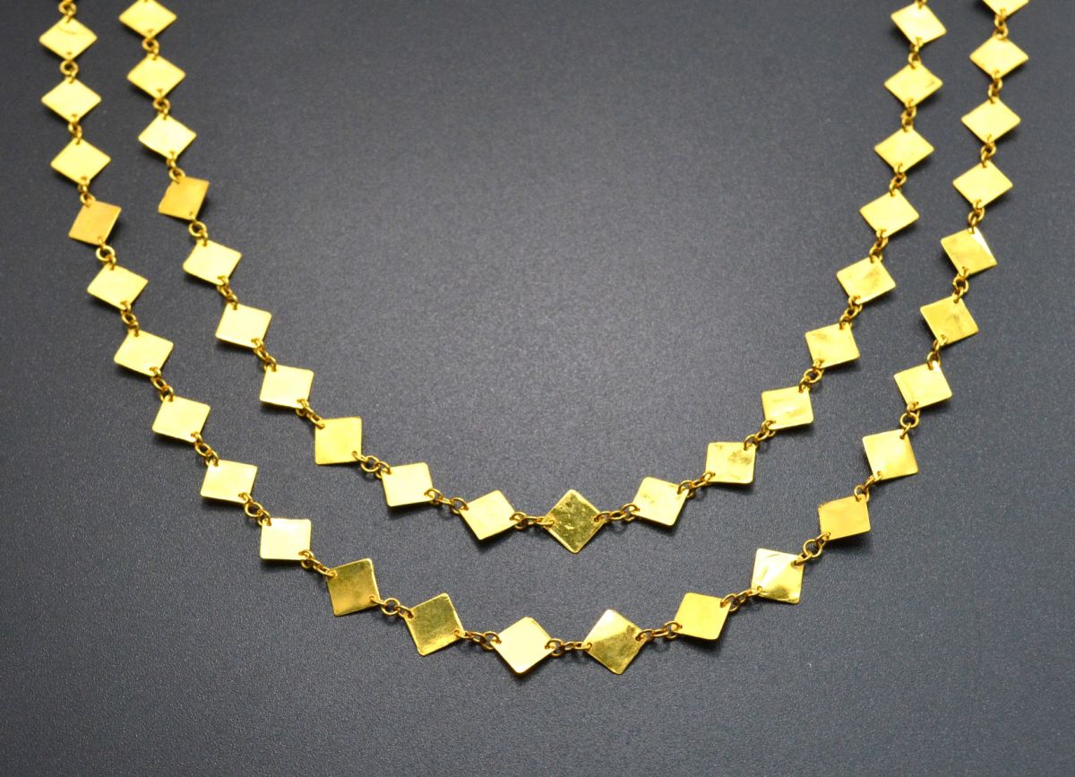 Gorgeous  18k Solid Gold plain Chain in Shiny Finish With 6mm ,SGGRC-043, Sold by 17 cm.