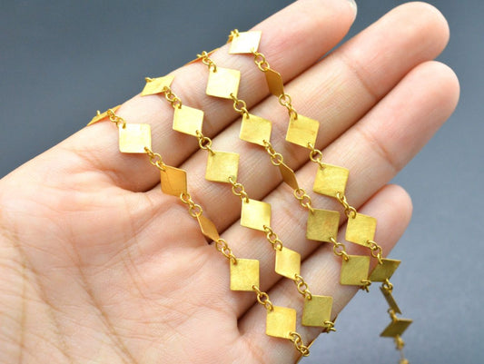 Splendid  18k Solid Gold plain Chain in Square Shape With 6mm ,SGGRC-044, Sold by 17 cm. - view 3