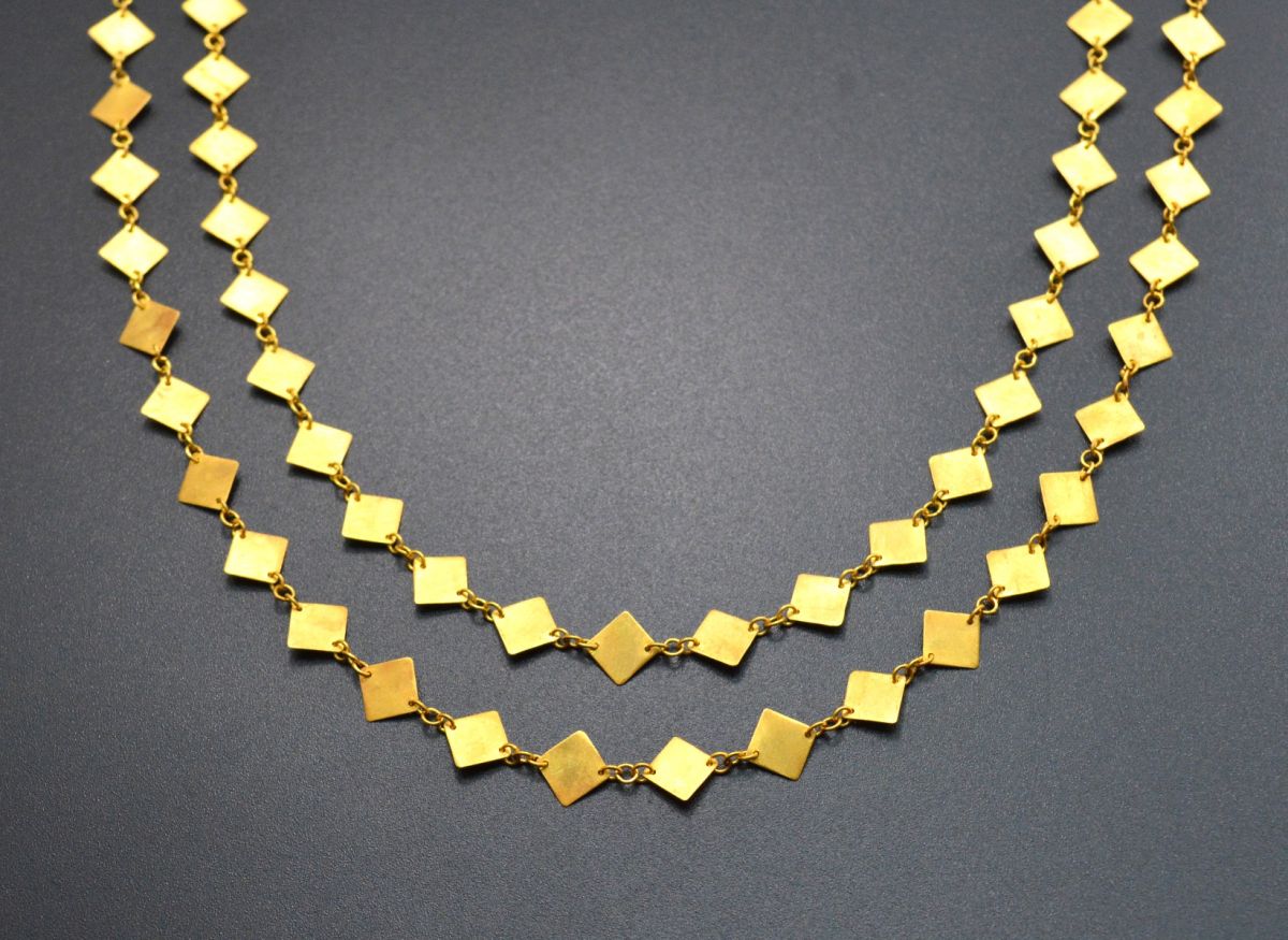 Splendid  18k Solid Gold plain Chain in Square Shape With 6mm ,SGGRC-044, Sold by 17 cm.
