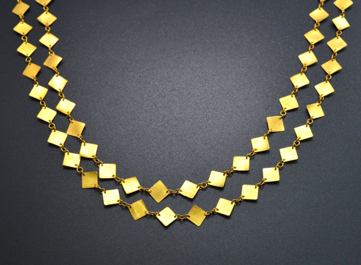 Ravishing  18k Solid Gold plain Chain in Matt Finish - 6mm ,SGGRC-045, Sold by 17 cm.