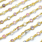 18K Solid Yellow Gold Attractive Bezel Chain With Natural Round Multi Sapphire Stone Size - 4.00 MM. Sold By 17CM, SGGRC-047.