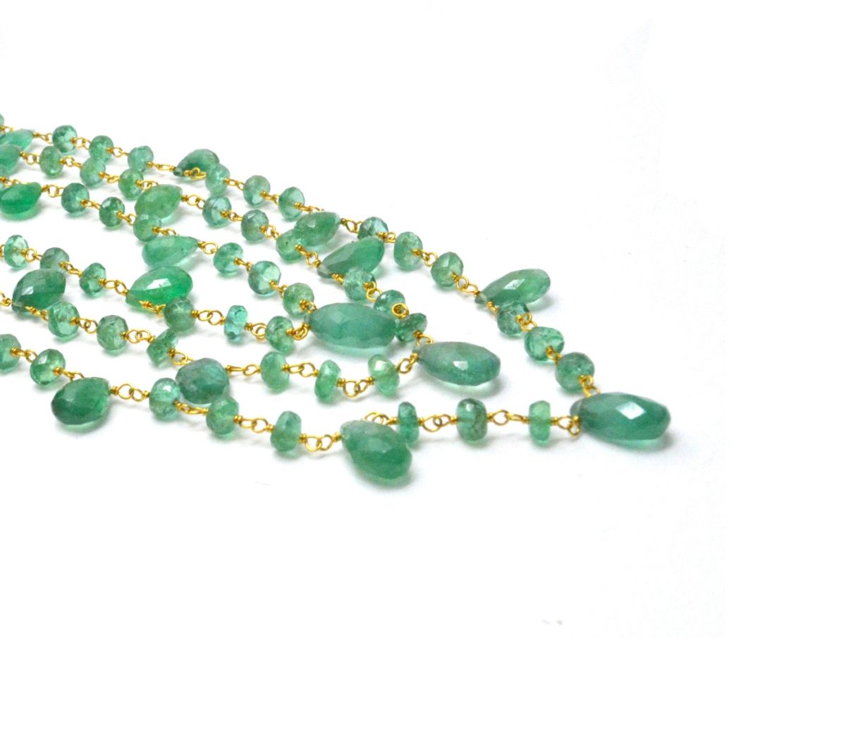Lovely   18k Solid Gold Necklace With Emerald Stone - 4mm ,SGGRC-048