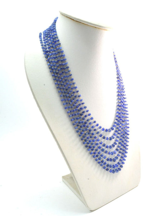 Stunning 18k Solid Gold Necklace - Natural Tanzanite Stone - 4-7mm  Size, SGGRC-051