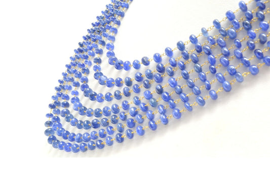 Stunning 18k Solid Gold Necklace - Natural Tanzanite Stone - 4-7mm  Size, SGGRC-051 - view 3