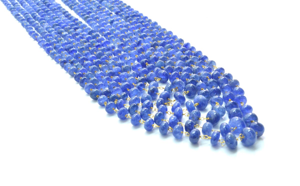 Stunning 18k Solid Gold Necklace - Natural Tanzanite Stone - 4-7mm  Size, SGGRC-051