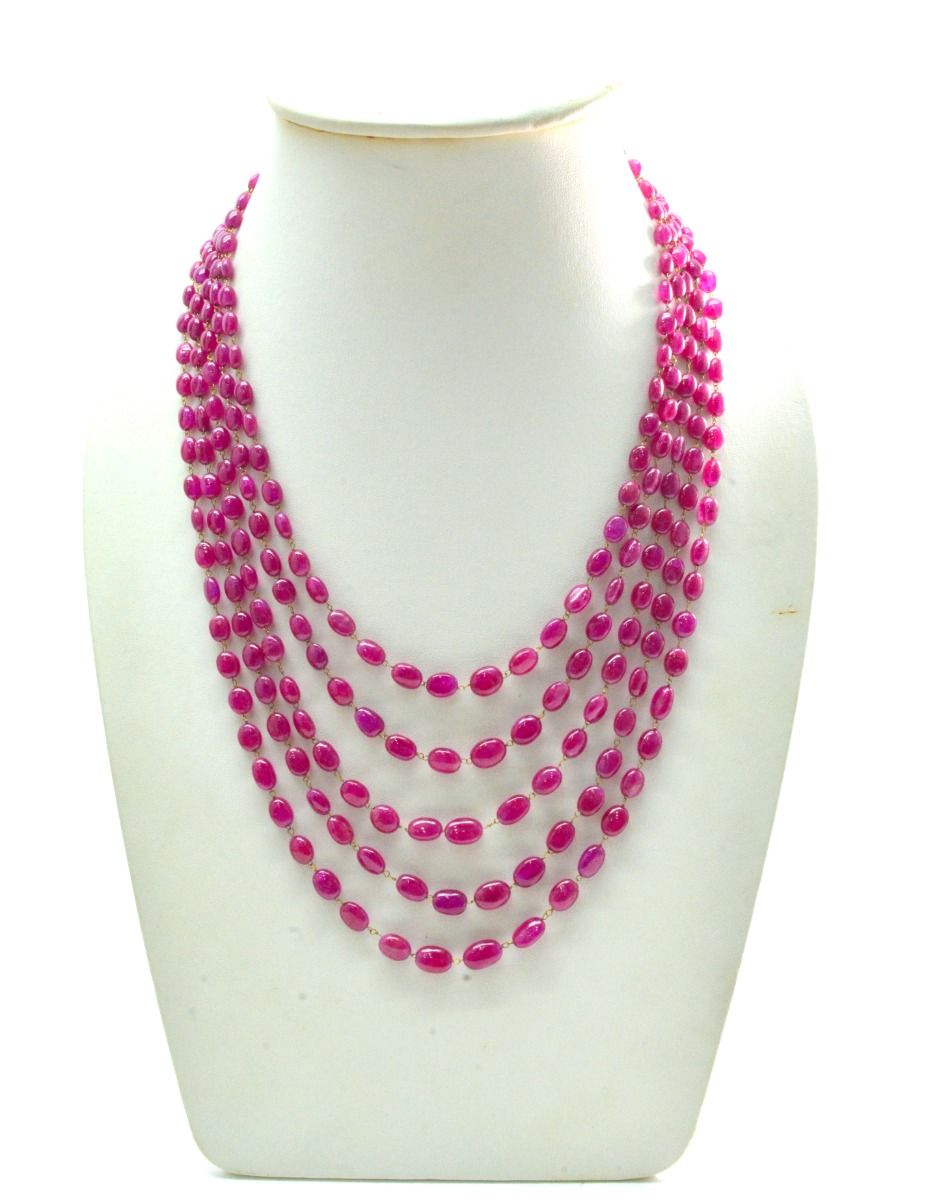Gorgeous 14k Solid Gold Necklace With AAA Quality in Ruby Stone- 4.60X5.60 - 7X9mm , SGGRC-051