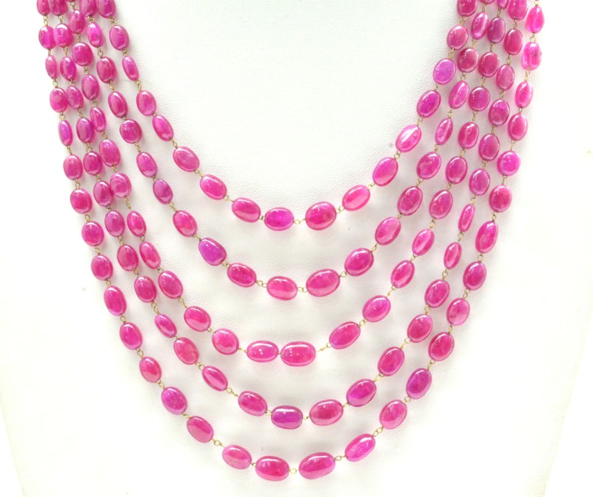 Gorgeous 14k Solid Gold Necklace With AAA Quality in Ruby Stone- 4.60X5.60 - 7X9mm , SGGRC-051