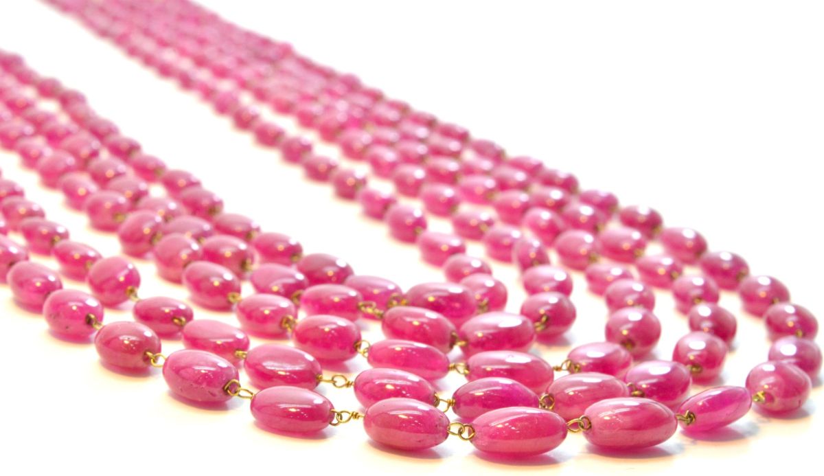 Gorgeous 14k Solid Gold Necklace With AAA Quality in Ruby Stone- 4.60X5.60 - 7X9mm , SGGRC-051