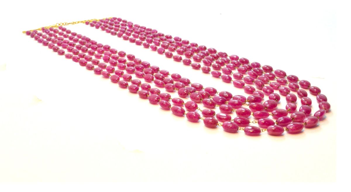 Gorgeous 14k Solid Gold Necklace With AAA Quality in Ruby Stone- 4.60X5.60 - 7X9mm , SGGRC-051