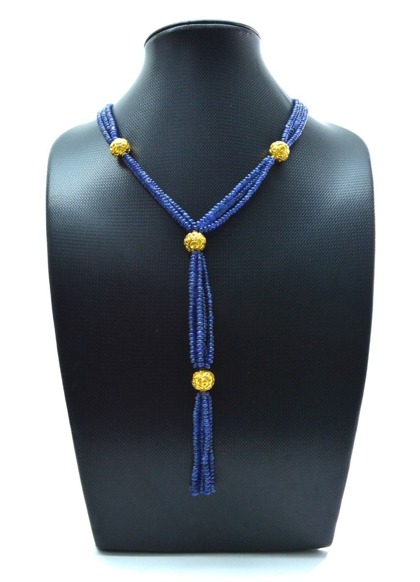 Beautiful  18k Solid Gold Necklace With Natural Tanzanite Stone - 12X14mm Size - SGGRC-054