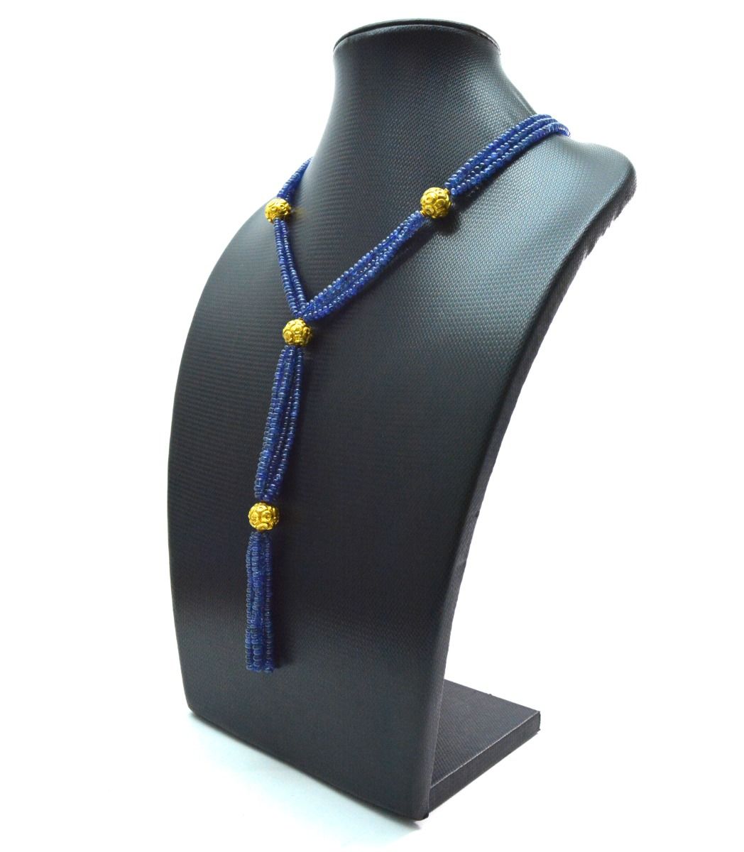 Beautiful  18k Solid Gold Necklace With Natural Tanzanite Stone - 12X14mm Size - SGGRC-054