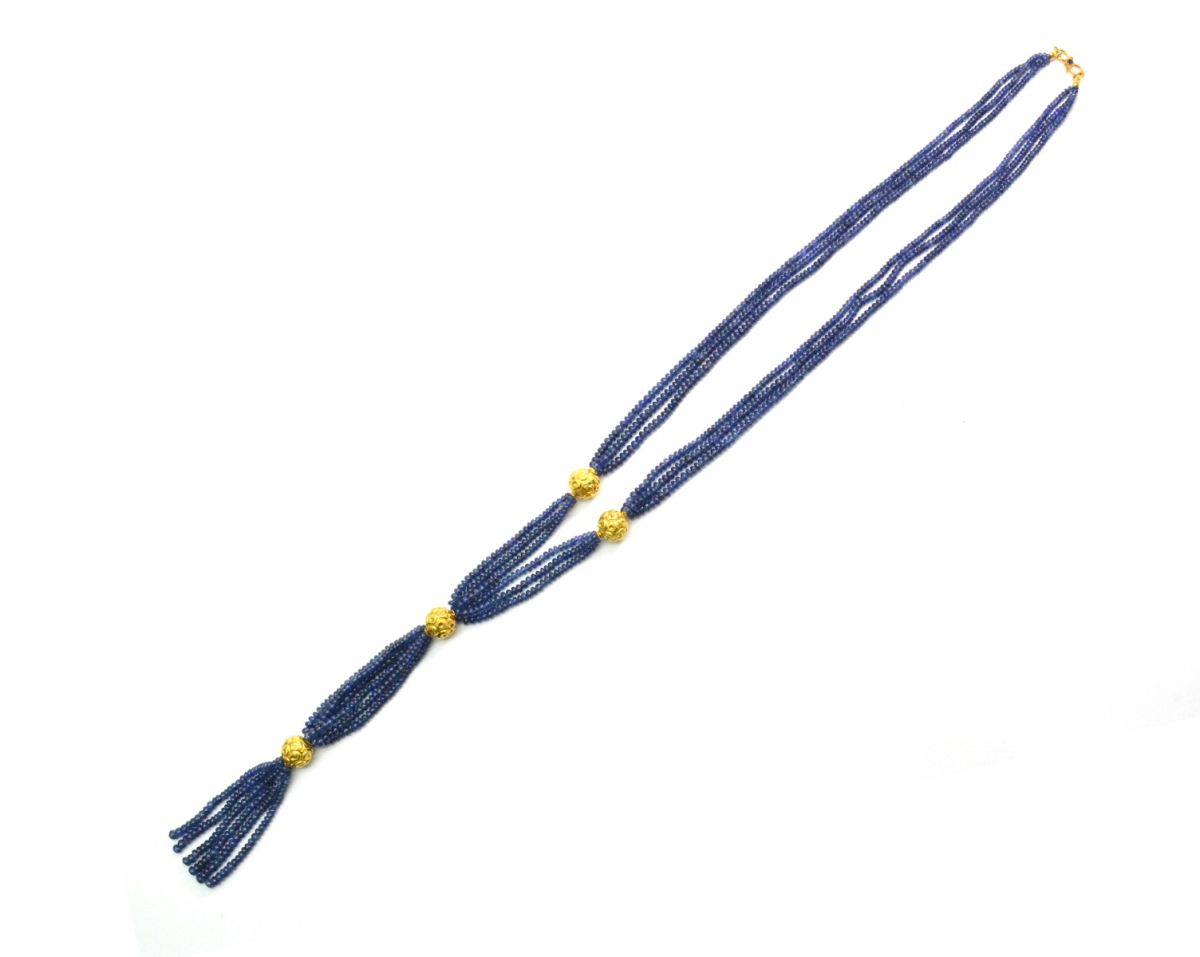 Beautiful  18k Solid Gold Necklace With Natural Tanzanite Stone - 12X14mm Size - SGGRC-054