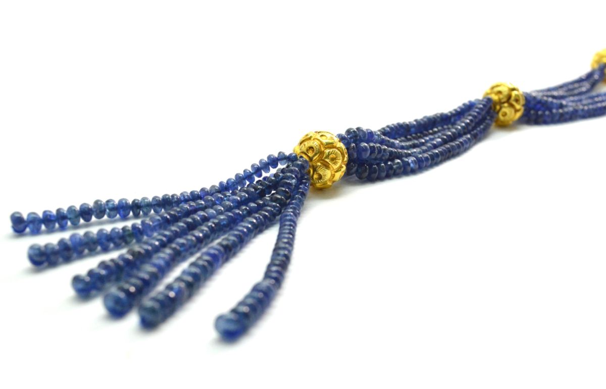 Beautiful  18k Solid Gold Necklace With Natural Tanzanite Stone - 12X14mm Size - SGGRC-054