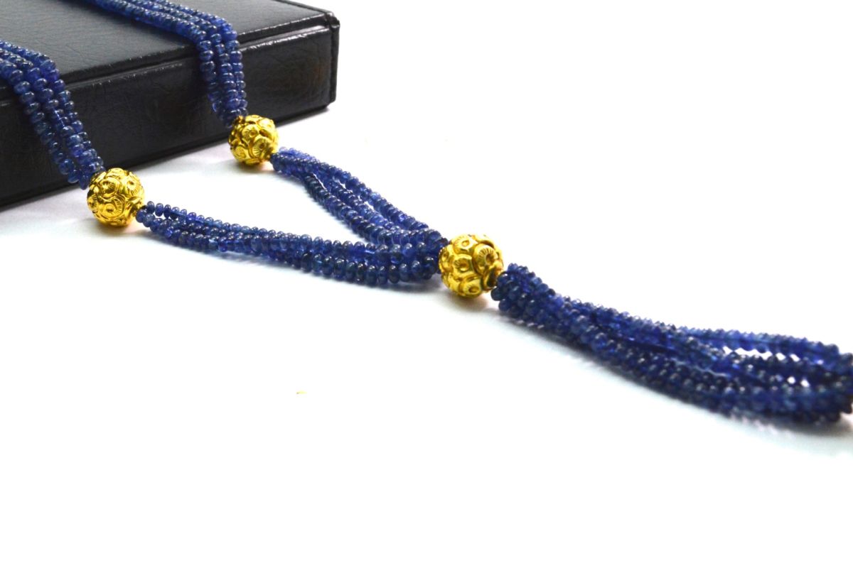 Beautiful  18k Solid Gold Necklace With Natural Tanzanite Stone - 12X14mm Size - SGGRC-054