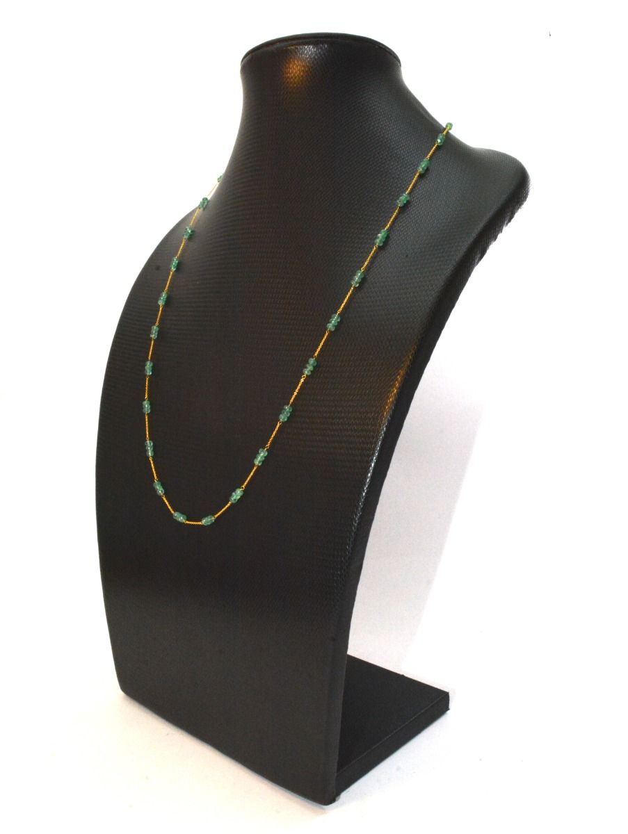 Beautiful 18k Solid Gold Necklace With Natural Emerald  Stone in 3mm Size - SGGRC-057