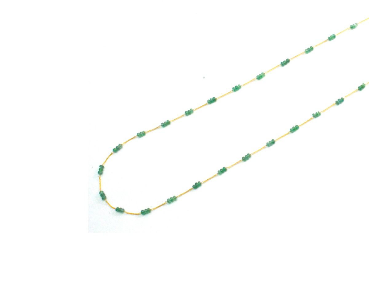 Beautiful 18k Solid Gold Necklace With Natural Emerald  Stone in 3mm Size - SGGRC-057